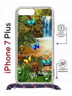 Чехол на iPhone 7 Plus/ 8 Plus MagSafe Kruche Print Водопад с магнитом, со шнурком КruЧЕ