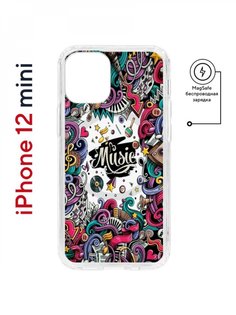 Чехол на iPhone 12 mini MagSafe Kruche Print Music противоударный с магнитом КruЧЕ