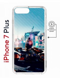 Чехол на iPhone 7 Plus/8 Plus MagSafe Kruche Print Киберпанк противоударный с магнитом КruЧЕ