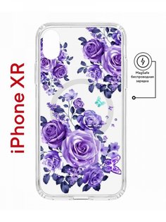 Чехол на iPhone XR MagSafe с принтом Kruche Print Roses противоударный с магнитом КruЧЕ