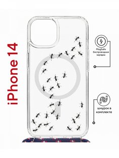 Чехол на iPhone 14 MagSafe с принтом Kruche Print Муравьи с магнитом, со шнурком КruЧЕ