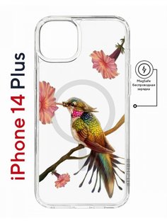 Чехол на iPhone 14 Plus MagSafe с принтом Kruche Print Колибри противоударный с магнитом КruЧЕ