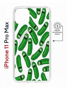 Чехол на iPhone 11 Pro Max MagSafe с принтом Kruche Print Огурчик Рик с магнитом КruЧЕ