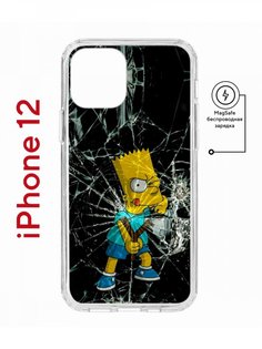 Чехол на iPhone 12/12 Pro MagSafe с принтом Kruche Print Барт Симпсон с магнитом КruЧЕ