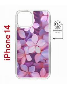 Чехол на iPhone 14 MagSafe с принтом Kruche Print Гортензия противоударный с магнитом КruЧЕ