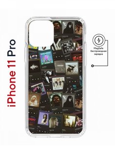 Чехол на iPhone 11 Pro MagSafe с принтом Kruche Print Плейлисты противоударный с магнитом КruЧЕ