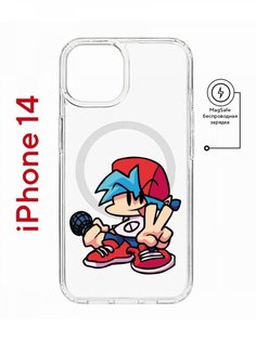 Чехол на iPhone 14 MagSafe с принтом Kruche Print FNF Boyfrend противоударный с магнитом КruЧЕ