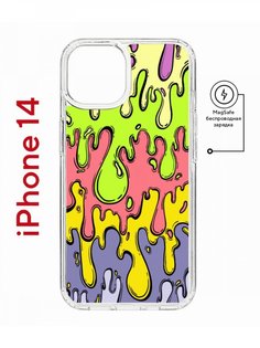 Чехол на iPhone 14 MagSafe Kruche Print Абстракция Капли противоударный с магнитом КruЧЕ