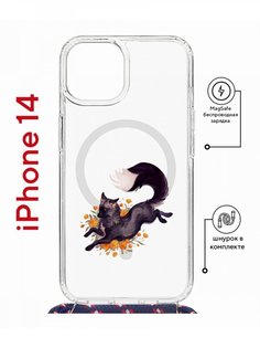 Чехол на iPhone 14 MagSafe с принтом Kruche Print Fox с магнитом, со шнурком КruЧЕ