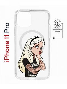 Чехол на iPhone 11 Pro MagSafe с принтом Kruche Print Tattoo Girl с магнитом КruЧЕ