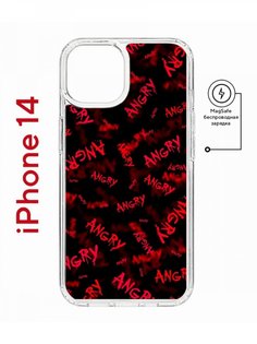 Чехол на iPhone 14 MagSafe с принтом Kruche Print Angry противоударный с магнитом КruЧЕ