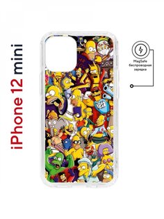 Чехол на iPhone 12 mini MagSafe Kruche Print Симпсоны противоударный с магнитом КruЧЕ