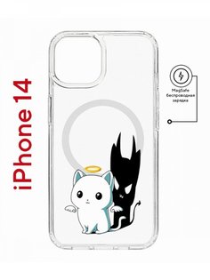 Чехол на iPhone 14 MagSafe с принтом Kruche Print Angel Demon противоударный с магнитом КruЧЕ
