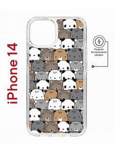 Чехол на iPhone 14 MagSafe с принтом Kruche Print Медвежата противоударный с магнитом КruЧЕ