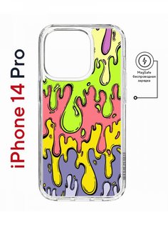 Чехол на iPhone 14 Pro MagSafe Kruche Print Абстракция Капли противоударный с магнитом КruЧЕ