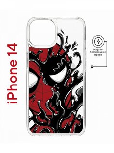 Чехол на iPhone 14 MagSafe Kruche Print Spider-Man-Venom противоударный с магнитом КruЧЕ