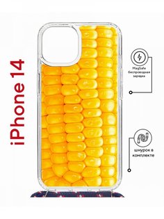 Чехол на iPhone 14 MagSafe с принтом Kruche Print Кукуруза с магнитом, со шнурком КruЧЕ