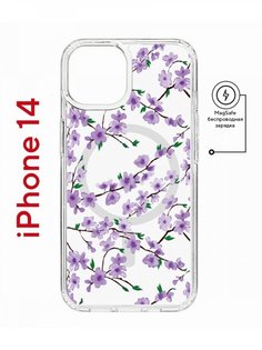 Чехол на iPhone 14 MagSafe с принтом Kruche Print Сакура противоударный с магнитом КruЧЕ