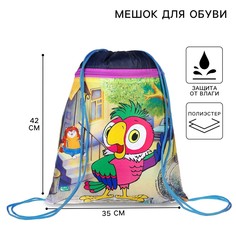 Мешок для обуви с карманом 420*350 мм, союзмультфильм попугай кеша (мягкий полиэстер, плотность 210d)