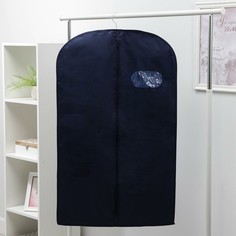 Чехол для одежды с окном, 60×100 см, спанбонд, синий No Brand