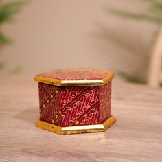 Шкатулка деревянная, батик 10х11х7 см No Brand