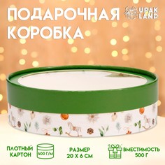 Коробка подарочная новогодняя для макарун тубус с окном No Brand