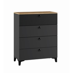 Комод с 4 ящиками ника, 800х410х916, графит/дуб/эйфория мдф No Brand
