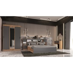 Спальный гарнитур бася, кровать 1600, 2 тумбы , комод , шкаф-купе, трюмо с зеркалом No Brand