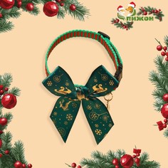 Ошейник + бант с оленями + новогодний подвес Пижон