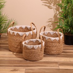 Набор плетеных корзин, 3 шт, 35х35х30 см No Brand