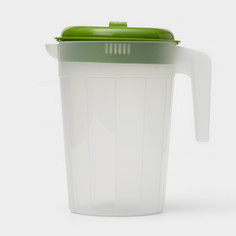 Кувшин с крышкой, 2,5 л, 20×14,5×22 см, пластик, зеленый No Brand