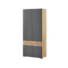 Шкаф двухстворчатый дублин, 900х466х2030, гикори рокфорд/графит серый No Brand