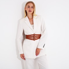 Ремень женский, ширина 11 см, на резинке, на кнопках, цвет рыжий No Brand