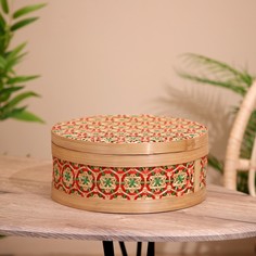Шкатулка с крышкой плетеная, из бамбука 30х30х13 см No Brand