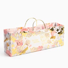 Пакет под бутылку с тиснением, принцессы, 35,5х12,5х9 см Disney