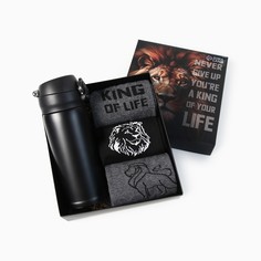 Подарочный набор термос и носки 3 пары kaftan king, р. 41-44 (27-29 см)