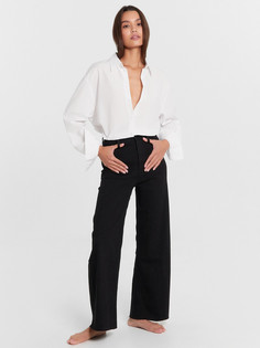 Брюки женские джинсовые wide leg fit в черном цвете Mark Formelle