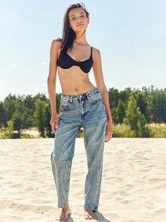 Брюки женские джинсовые mom fit синие Mark Formelle