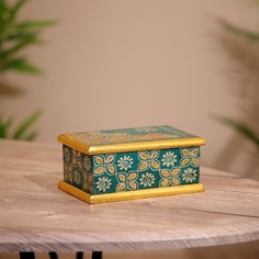 Шкатулка деревянная, батик 16х11х8 см No Brand