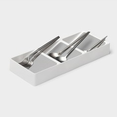 Лоток для столовых приборов griten, с силиконовой вставкой, 3 секции, 39×15×5 см, цвет белый No Brand