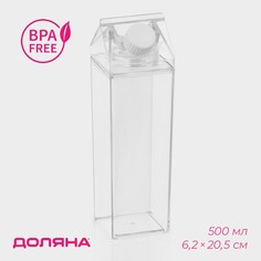 Кувшин для напитков доляна, 500 мл, 6,2×20,5 см, полистирол, цвет прозрачный