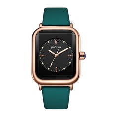 Часы наручные кварцевые женские, темно-зеленый ремешок No Brand