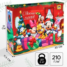 Пакет подарочный новогодний, 31х40х11.5 см, упаковка, микки маус Disney