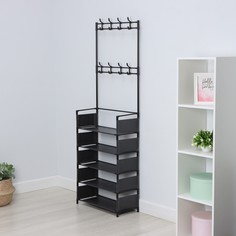 Вешалка - стойка напольная для одежды ladо́m, с полками для хранения, 5 ярусов, 60×26×172 см, цвет черный