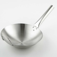 Сковорода-wok chief, d=28 см, нержавеющая сталь, с ручкой No Brand