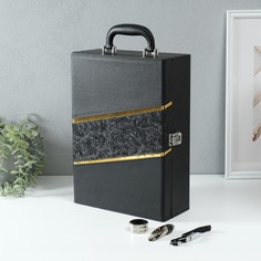 Шкатулка дерево, кожзам под 2 бутылки No Brand