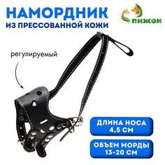 Намордник из прессованной кожи регулируемый, №1, дн 4,5 см, ом 13-20 см, черный Пижон