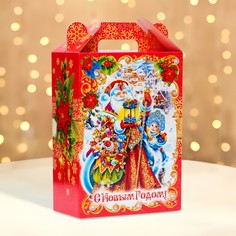 Подарочная коробка новогодняя ярмарка красный 18,5 х 10 х 30,5 см. No Brand