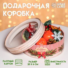 Коробка подарочная новогодняя для макарун тубус с окном Upak Land