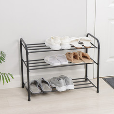 Подставка для обуви, 3 яруса, 65×32×48,5 см, черная No Brand